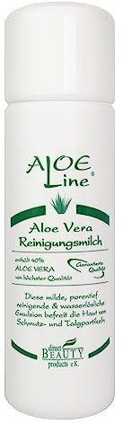 Aloe Vera Reinigungsmilch mit 40% Bio Aloe Vera, milde und porentiefe Hautreinigung, entfernt schonend Make-Up und Hautverschmutzungen, vegan, 200ml