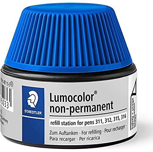 STAEDTLER Lumocolor 487 15 Nachfüllstation – Blau, 15 ml | Nachfüllsystem für Whiteboard-Stifte & Marker 311–316 – sauber – Art.-Nr. 487 15-3