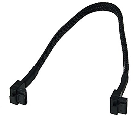 Phobya SATA 3.0 Anschlusskabel abgewinkelt mit Sicherheitslasche 30cm - Schwarz gesleevt Kabel SATA Kabel