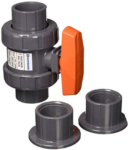 Hayward TB1150STE Robinet à boisseau sphérique en PVC série TB avec joints EPDM et douille/embout fileté 1-1/2