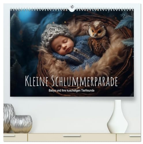Kleine Schlummerparade: Babys und ihre kuscheligen Tierfreunde (hochwertiger Premium Wandkalender 2026 DIN A2 quer), Kunstdruck in Hochglanz: Magische ... mit tierischem Glück. (CALVENDO Tiere)