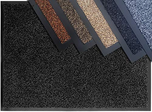 TrendMakers Dirt Trapper Door Mat - Barrier Mat | Indoor Outdoor Mats for Front Door | Super Absorbent Non-Slip Doormats | Soft COTTON PILE Washable Floor Mats | - Anthracite - 50 x 80cm