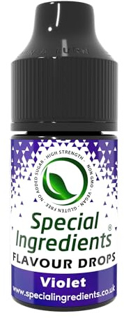 Special Ingredients Flavour Drops Violet, 30 ml | Veilchen-Geschmackstropfen, Lebensmittelaroma, Vegane Geschmackstropfen, Für Backen, Speisen und Getränke, Zuckerfrei