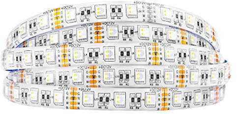 BTF-LIGHTING 5050 RGBW RGB+Warmweiß (2700K-3000K) 4 Farben in 1 LED 5m 60LEDs/m Mehrfarbiges LED-Leuchtband IP65 Silikonbeschichtung Wasserdichte Weiß PCB DC12V für Innendekorationen