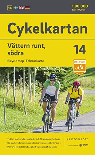 Cykelkartan Blad 14 Vättern runt, södra delen 1:90000: Radwanderkarte 14 Vättern, södra 1:90000