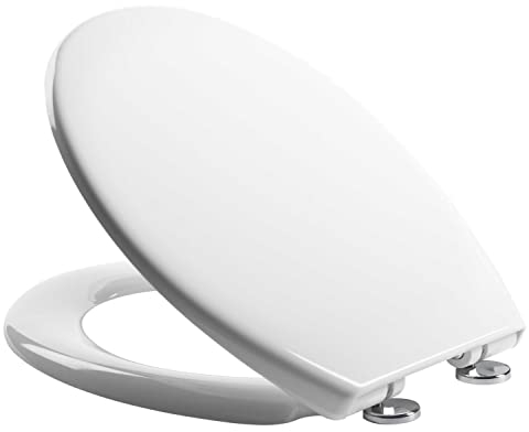 Mass Dynamic Soft-Close Toilet Seat – Premium Urea Formaldehyde, Porcelain-Like Finish, Quick Release, Adjustable Top Fixing Hinges, Easy Clean, Standard Oval, Sleek White