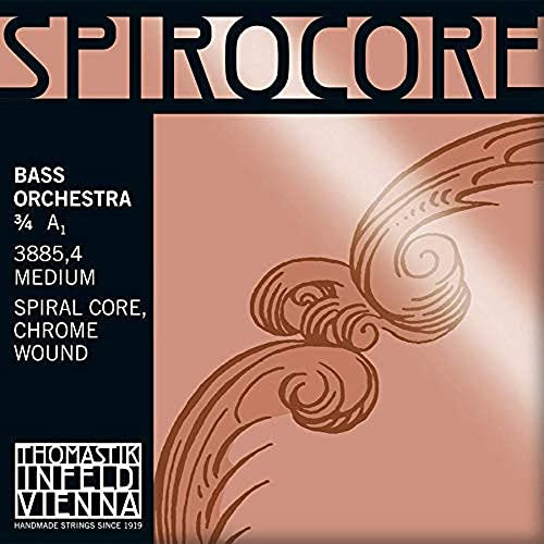 Thomastik Einzelsaite für Kontrabass 3/4 Spirocore - A-Saite Spiralkern, Chrom umsponnen, Orchesterstimmung, mittel