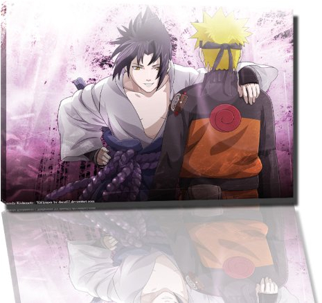 Naruto Manga Bild auf Leinwand - 120x80 cm - fertig gerahmte Kunstdruckbilder als Wandbild - Billiger als Ölbild oder Gemälde - KEIN Poster oder Plakat