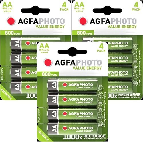 12 x SOLAR GARDEN LIGHT AGFA AA 800mAh RECHARGEABLE BATTERIES 1.2V NiMh