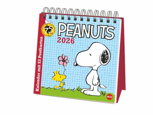 Peanuts Premium-Postkartenkalender 2026: Kultiger Tischkalender mit 53 Postkarten von Snoopy, Charlie Brown und Co. Kalender zum Aufstellen mit ... oder Verschicken. (Postkartenkalender Heye)