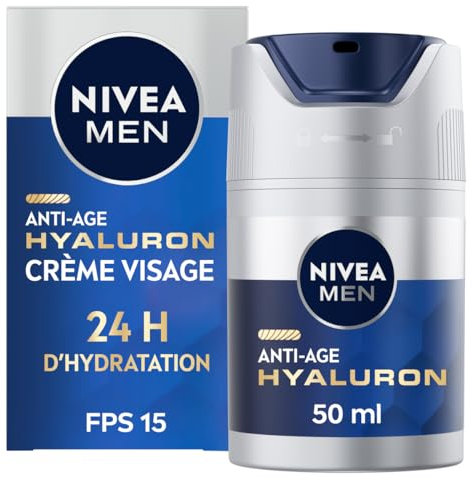 NIVEA MEN Crème de Jour DNAge (1 x 50 ml), Crème visage anti-âge avec Acide Hyaluronique et Créatine, Soin homme hydratant à la protection solaire FPS 15