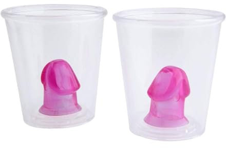 Junggesellinnenabschied - zwei Schnapsgläser Willy Shot in leichtem pink, aussschließlich für Junggesellinnenabschiedspartys oder Feier