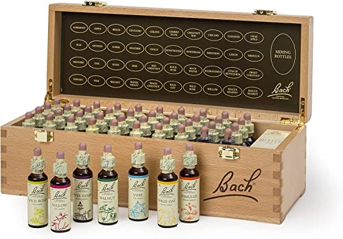 Bach Original Flower Remedies Wooden Box Set (38 Flower Essences + 2 Rescue Remedy + 2 Mixing Bottles) Dr Bach Professional Flower Remedy Kit