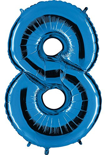 Grabo XXL Riesen Zahlen Folienballon 102 cm (40) Farbauswahl – Perfekte Deko für Geburtstage, Jubiläen & Feiern – Happy Birthday Party-Highlight - für Helium und Luft! Wiederverwendbar! (Blau, 8)