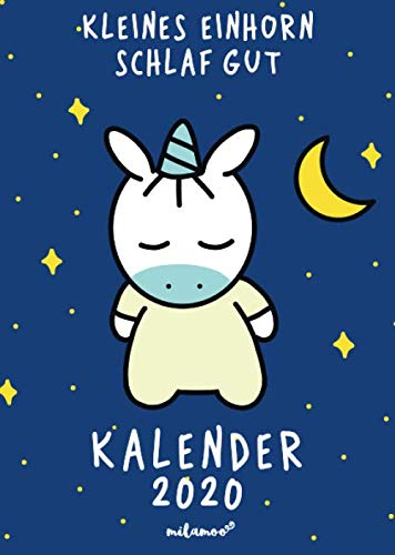 milamoo Kalender 2020 Kleines Einhorn Schlaf Gut: Taschenkalender Wochenplaner Familienplaner 2020 Din A5 mit Mondkalender, Geschenkbuch Mein Baby und ... und Wochenübersicht - Motiv Moo Sternenhimmel
