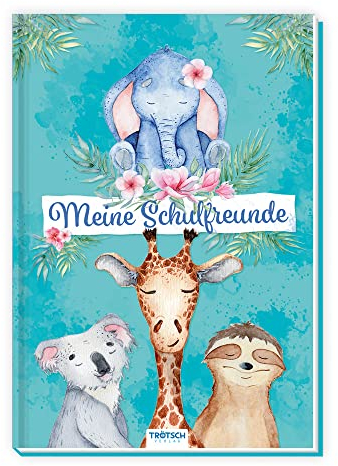 TRÖTSCH - Meine Schulfreunde Tierfreunde | Freundebuch mit liebevollen Tiermotiven für Schulfreunde: Erinnerungsalbum mit Platz für Einträge, Fotos und kreative Gestaltung | Ab 6 Jahren