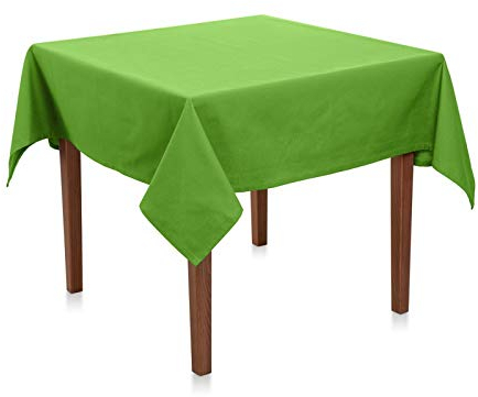 Tischdecke Uni Polyester - Einfarbig, Pflegeleicht, Bügelfrei, Tischtuch, Tischwäsche, Privat, Restaurant, Hotel, Handgefertigt, Made in Europa (Hellgrün, 80x80 cm)