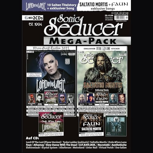 Sonic Seducer Mega Pack 02-2026 mit Ausgaben 07/08-2025 + 09-2025 2 CDs – Lord Of The Lost – Saltatio Mortis-Gothic Fetisch Kalender 2026 – Faun – Depeche Mode – Placebo -Mono Inc.