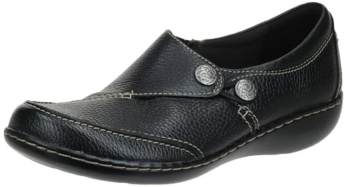 Clarks womens Ashland Effie loafers shoes, Black, 8.5 Wide US