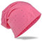 Miobo Jersey Slouch Beanie Long Mütze mit edler Strass Nieten Applikation Unisex Unifarbe Herren Damen Trend,Rosa