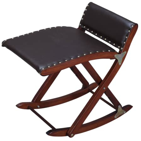 MEDOSAN Hocker aus Holz für die Beine | Beinwippe | Relaxschaukel | zusammenklappbar | Massivholz | mit hochwertigem Kunstleder-Bezug | 3fach höhenverstellbar