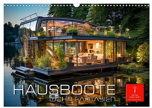 Hausboote Wohn Fantasien (Wandkalender 2026 DIN A3 quer), CALVENDO Monatskalender: Hausboote, die Architektur neu definieren. (CALVENDO Orte)