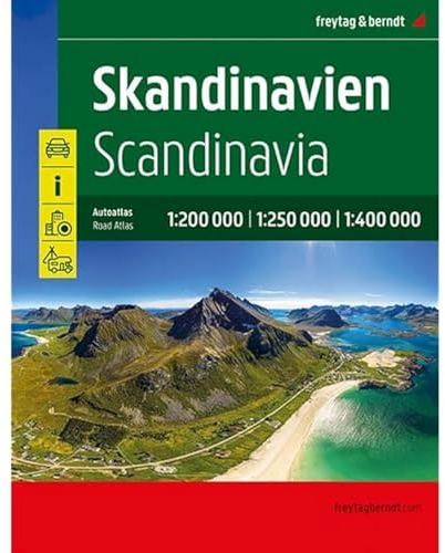 Skandinavien, Autoatlas 1:200.000 - 1:400.000, freytag & berndt: Spiralbindung, Camping- und Stellplätze, Freizeitinfos (freytag & berndt Autoatlanten)