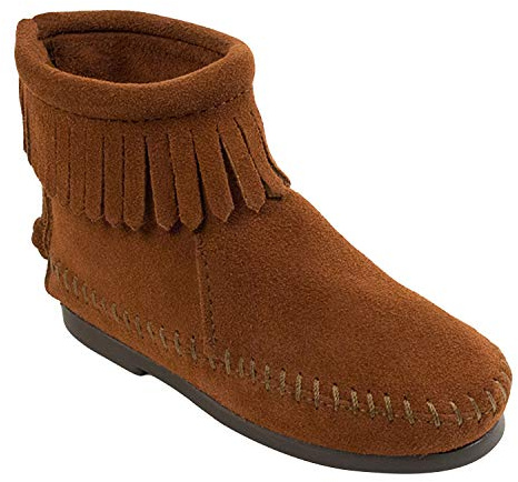 Minnetonka Women's Back Zipper Bootie, Hardsole Brown, 10 M US