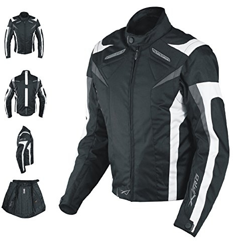 A-Pro Damenjacke CE Protektoren Thermofutter Lüftungsschlitze Motorrad Weiss S
