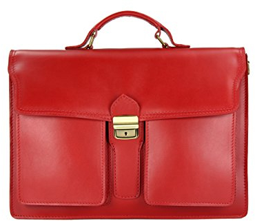 Belli Design Bag B italienische Leder Businesstasche Arbeitstasche Messenger Aktentasche Lehrertasche Laptoptasche unisex in rot - 40x30x14 cm (B x H x T)
