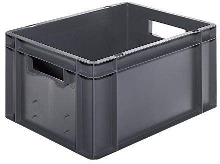 Euro-Format-Stapelbehälter, Wände und Boden geschlossen - LxBxH 400 x 300 x 210 mm - grau, VE 5 Stk - Euronorm Stapelkasten Euronorm Stapelkästen Euronorm-Stapelkasten Kunststoff-Stapelkasten Kunststoffbehälter Kunststoffkasten Kunststoffstapelbehälter