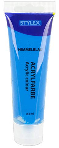 Stylex 28648 - Acrylfarbe auf Wasserbasis, 83 ml Tube in himmelblau, matt, hohe Deck- und Farbkraft, lichtbeständig, schnelltrocknend und wasserfest