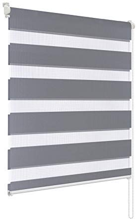 Rapid Teck® Duo Rollo Doppelrollo Grau 60cm x 150cm ohne Bohren Klemm Seitenzugrollo Kettenzugrollo Vario Jalousie