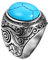 JewelryWe Schmuck Edelstahl Ring künstliche Türkis Silber Blau Motorradfahrer Einzigartig Herren, Größe 54