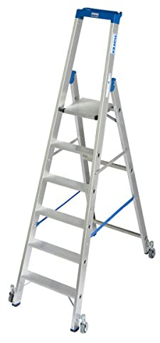 Alu-Stufenstehleiter, fahrbar, 6 Stufen