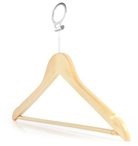 20 Hotel Holz Kleiderbügel mit Sicherungsring und Hosensteg - 45cm - Hangerworld
