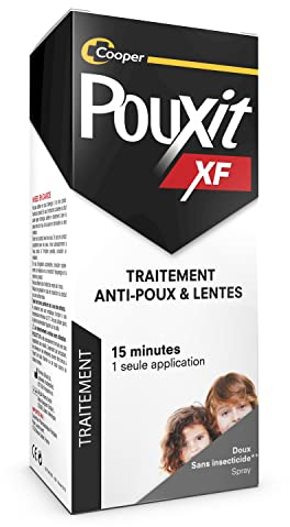 POUXIT - XF - Lotion spray anti-poux et lentes - 100% Efficace - Agit en 1 seule application de 15 minutes - Traitement du cuir chevelu – Dès 6 mois - 100 ml