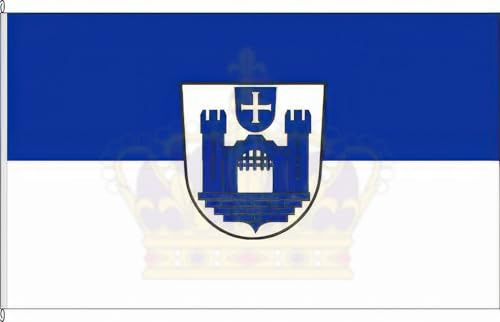KÖNIGSBANNER Zertifizierte Flagge Fahne Ravensburg - RV 100 x 150cm - Hissflagge doppelt gesäumt mit Karabinerhaken aus deutscher Flaggen-Manufaktur