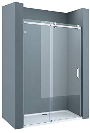 Sogood Porte de Douche Transparent pour Niche 150cm Paroi de Douche avec Porte Coulissante Teramo4-2 en Verre de Sécurité Anticalcaire 150x195cm