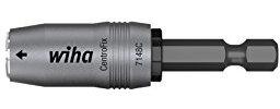 Wiha Bithalter CentroFix Force mechanisch verriegelbar (39133), Bithalterung magnetisch, Zubehör für Schraubanwendungen, Bit Verlängerung, 1/4 Außensechskant