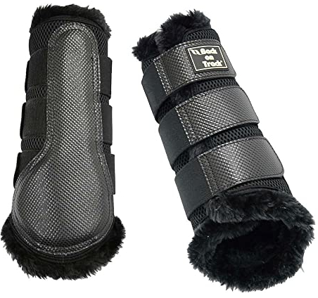 Back on Track Brushing Gamaschen 3D Netz mit Fell, Neue Arbeitsgamaschen, schwarz, Gr. XL