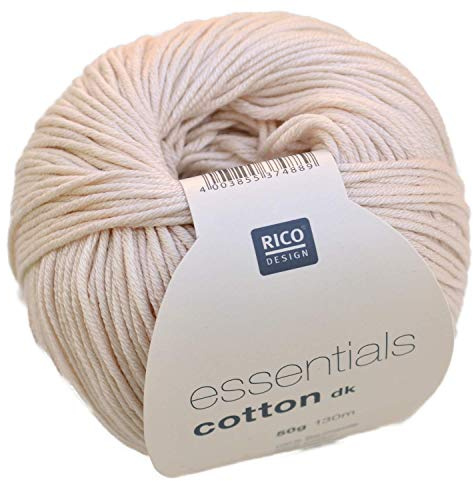 Rico Design Essentials Double Knitted Yarn, 100 Percent Cotton, Nature