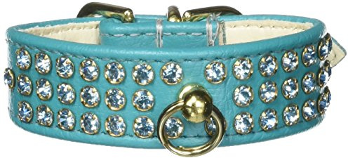 Mirage Pet Products Manhattan Dog Collar with Stones, 10-inch, Turquoise