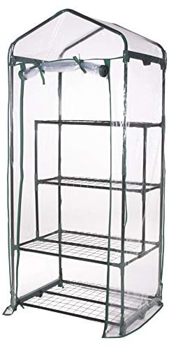 VERDELOOK | Serra a 2+2 Ripiani e Telo in PVC Trasparente con Apertura a Cerniera, 69x49x157 cm, Serra da Giardino e Balcone, per Protezione Piante, per Giardinaggio, in Metallo Verniciato