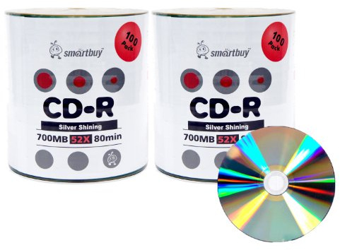 Smart Buy - CD-R 200 unidades, 700 MB, 52 discos grabables en blanco, 200 discos, 200 discos, 200 unidades