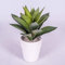 artplants.de Künstliche Agave, 20 Blätter, grün, im weiß Terracotta Topf, 30cm - Kunstpflanze Agave - Künstlicher Kaktus