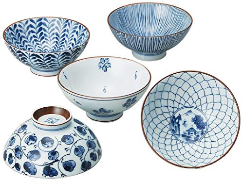 Tokyo Matcha Selection Saikai Touki Saikai Pottery Traiditional Japanese Rice Bowls (5 Bowls Set) 31623 from Japan (One Pack)