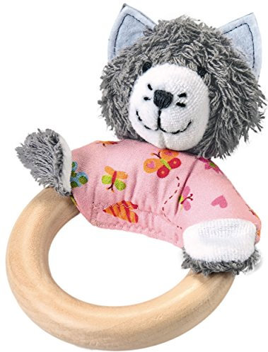 Käthe Kruse 7444674446 Im Garten Holzgreifling mit Katze, rosa/grau