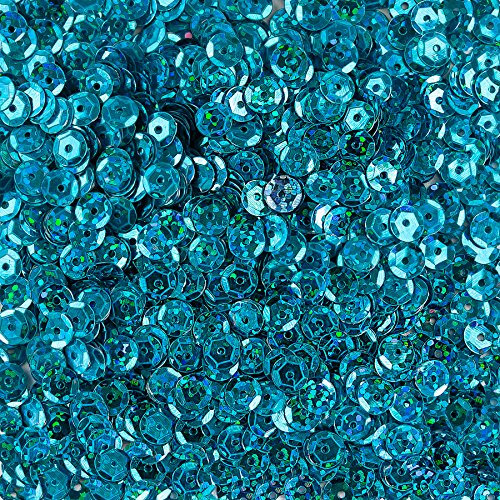 1400 Pailletten - Ø 6mm - Riesige Auswahl an Farben (Türkis Glitzereffekt)