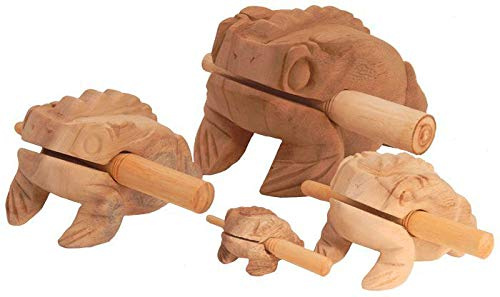 Woru Sound Frosch Natur aus Holz in verschiedenen Größen wählbar: 5cm - 10 cm - 14 cm oder 20 cm, Grösse:ca. 14 cm